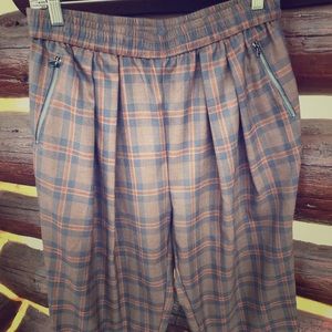 Free People Retro Brown Gray Plaid Short Pants S/M